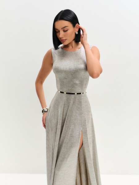 блестящее вечернее платье с разрезом  Илайза